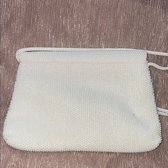 White Textured Clutch with Flap Closure - Picture 5 of 9